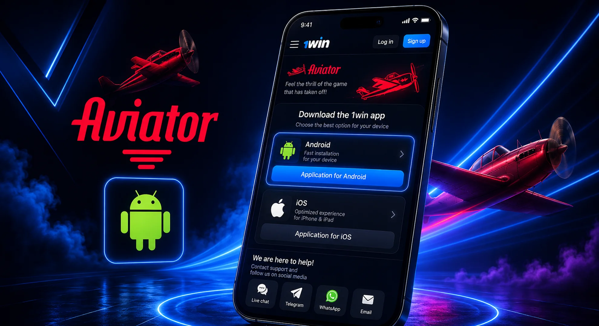 App download page with highlighted Android APK installation button and game icon